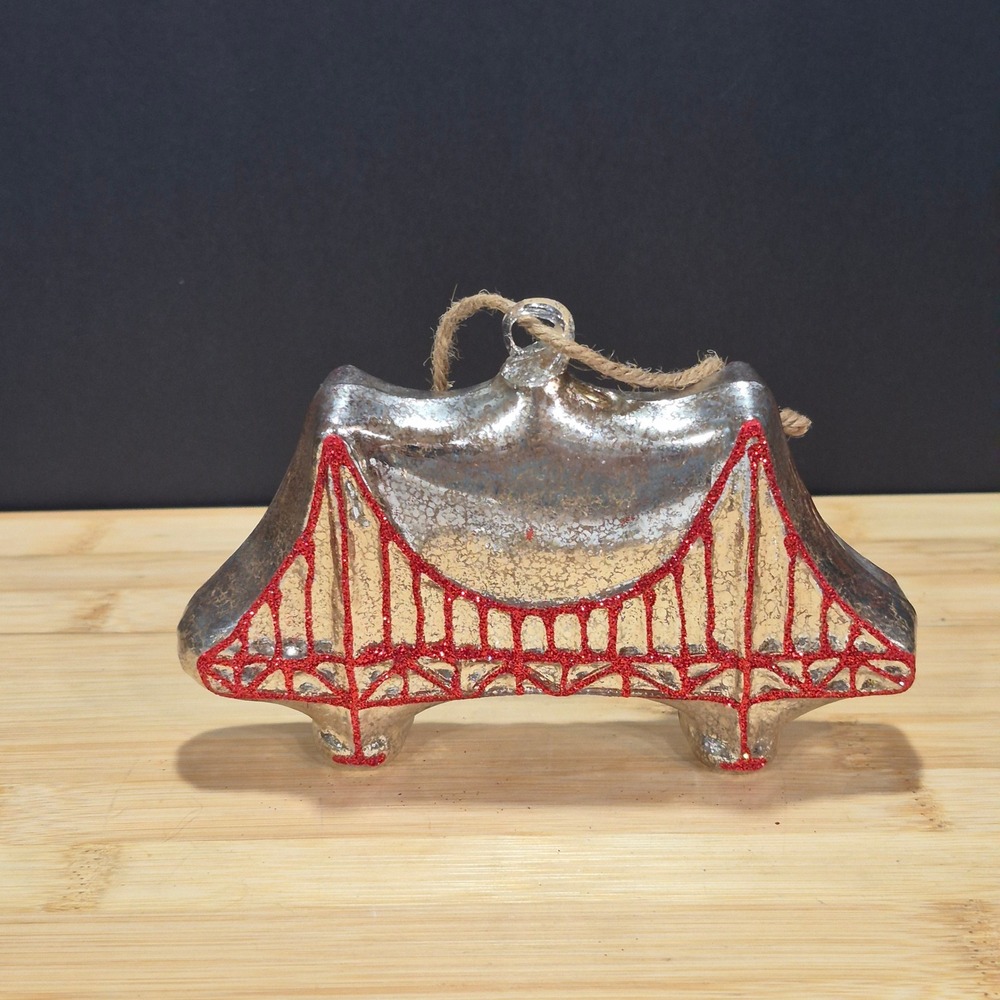 Pottery Barn Golden Gate Bridge Blown Glass Ornament California Christmas